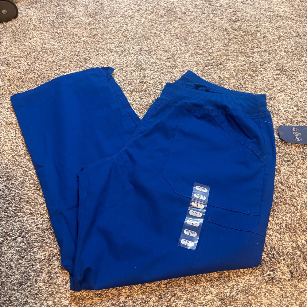 Cherokee Women’s Petite Large Scrub Pants Galaxy Blue Short Inseam